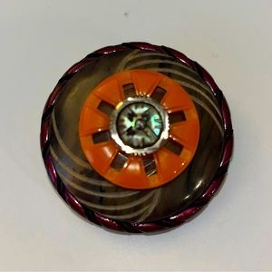 Novelty button pin. Stack of five different buttons. 2”.